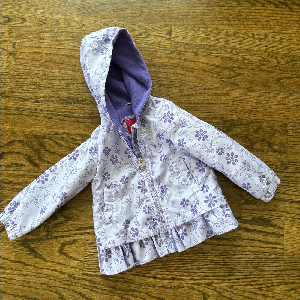 London Fog Adorable Light Purple Flower Raincoat with Fleece Lining